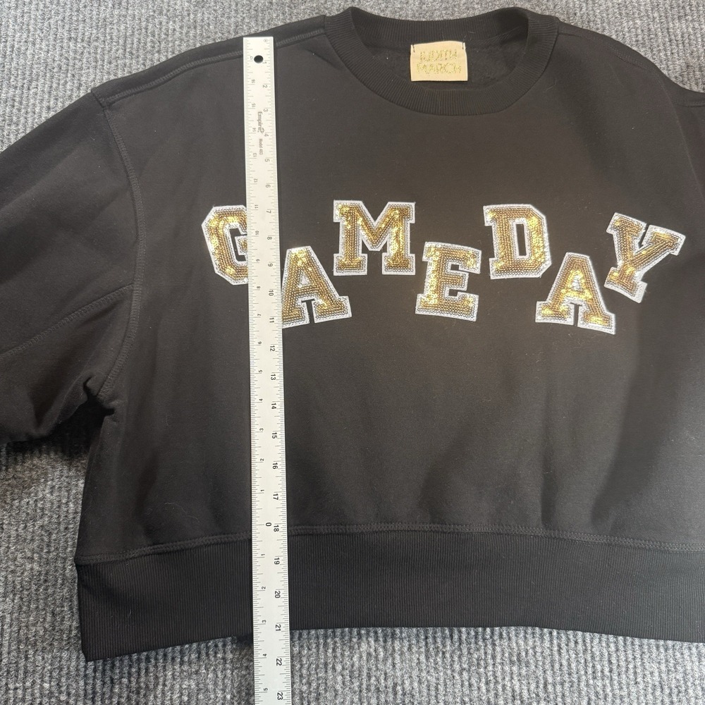 Judith March Gameday Sweatshirt Womens Medium Black Gold Sequin Sports Fan - Picture 6 of 10